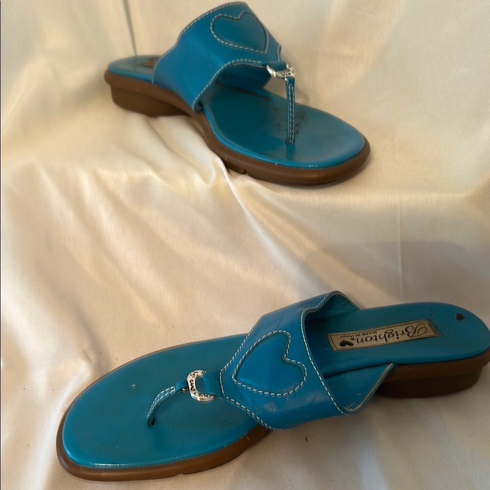 Brighton Blue Thong Sandals with Heart Accent